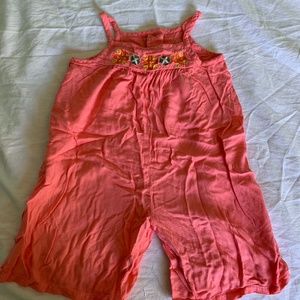 Pink pattern embroidery romper